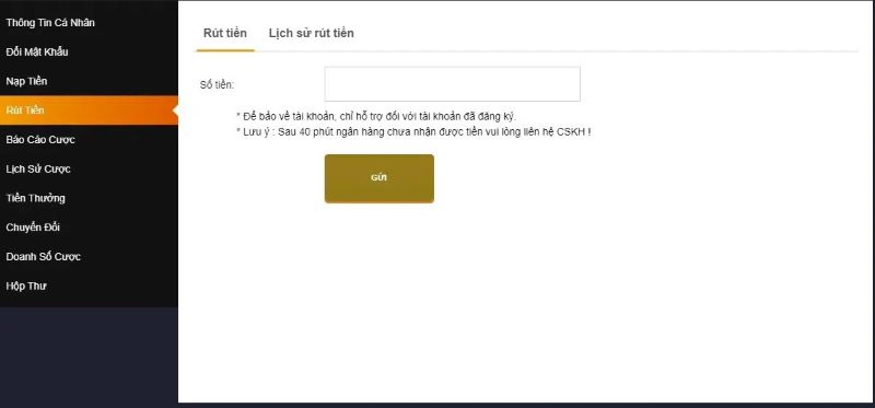 Nhập số tiền muốn rút vào ô trống
